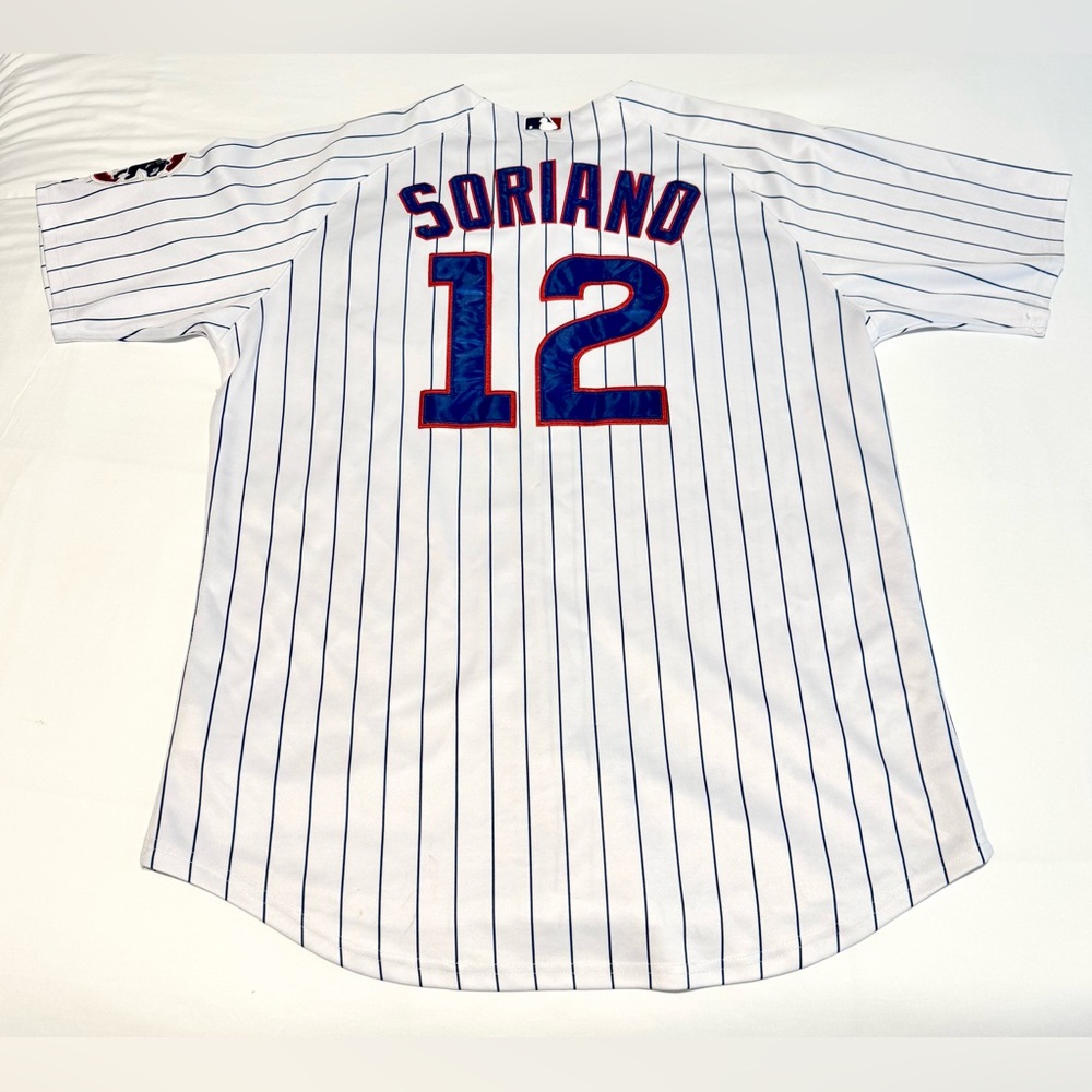 VTG Y2K Alfonso Soriano #12 Chicago Cubs Majestic Pinstripe MLB Jersey Men’s 54